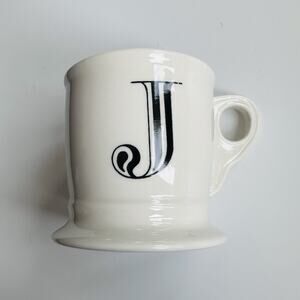 Anthropologie Mug Monogram Letter Initial J Retro Shaving Style Coffee Tea Mug